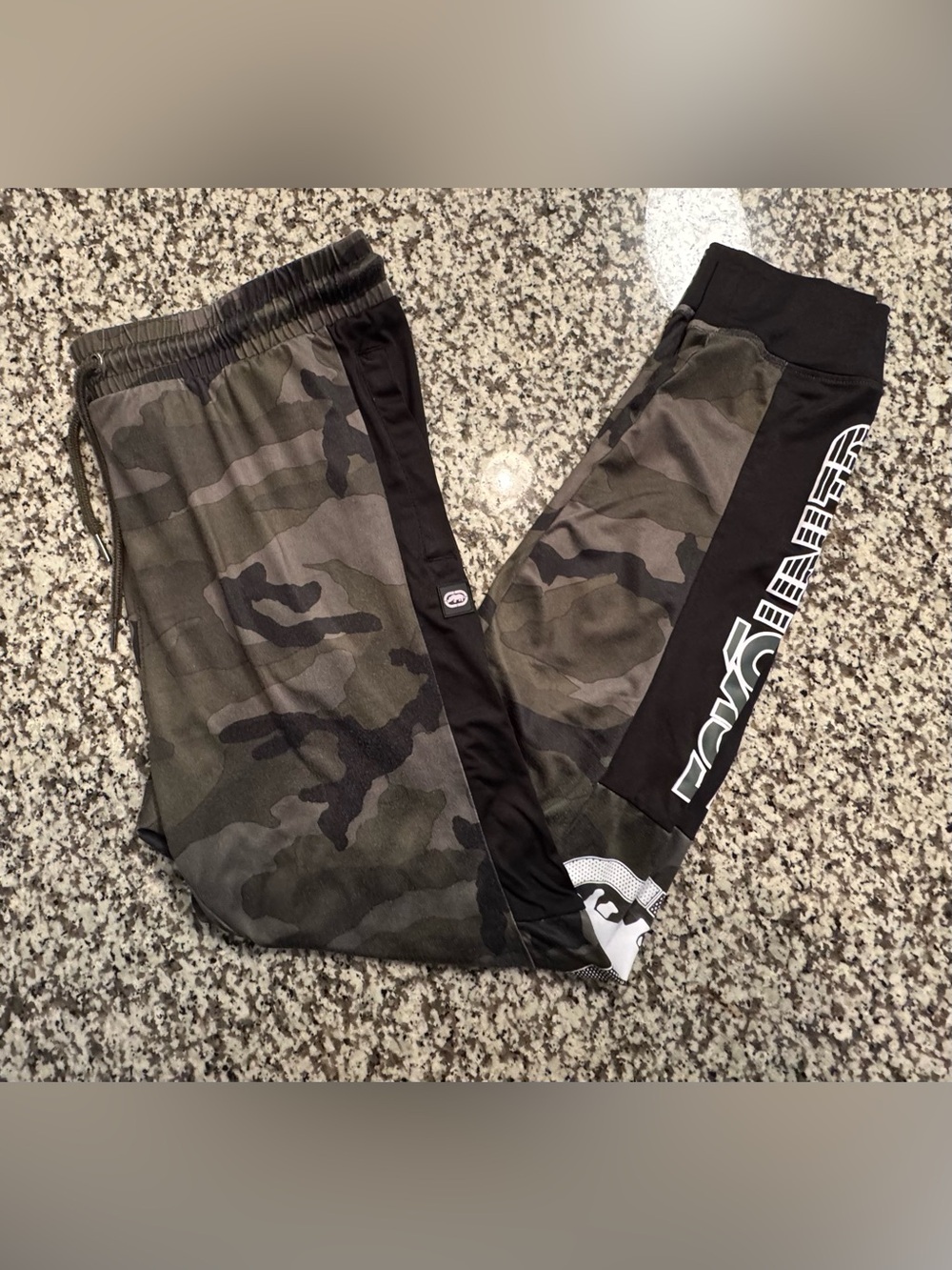 Echo Men's Green Camo Joggers with Black Side Panels